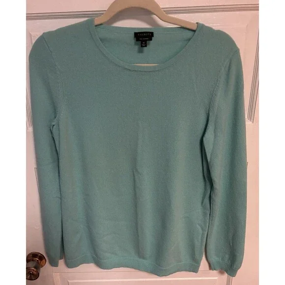 Talbots 100% Pure Cashmere  Pullover Sweater Women’s Size Med Teal - Picture 3 of 9
